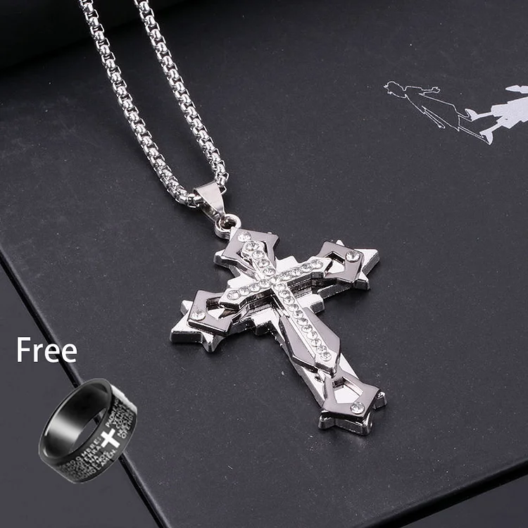 Sparkling Cross Cubic Zirconia Necklace（Buy 1 Get 1 Free Ring）