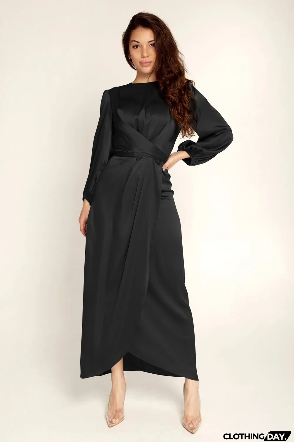 Feminine tunic dress,satin maxi dress in Dubai