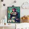 Diamond Painting -DIY Round Drill Newspaper-reading Chimpanzees