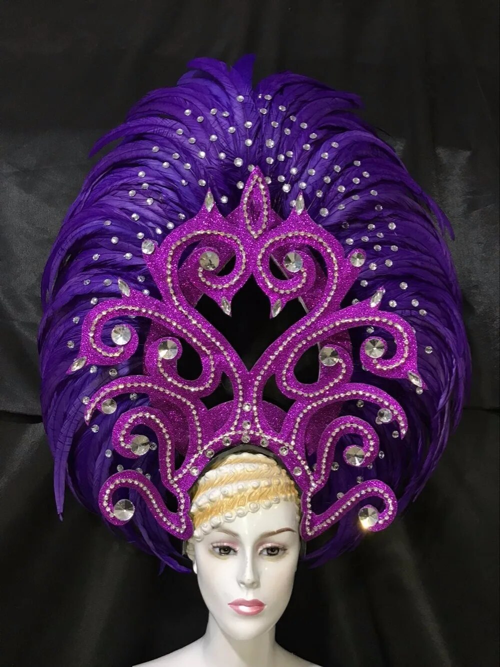 VCSHOES Brazil Rio Spanish Cuba Santiago Havana Venice Dionysia Carnival Float Mask Dress Masque Ball Costume Samba Plumage Plume Headd