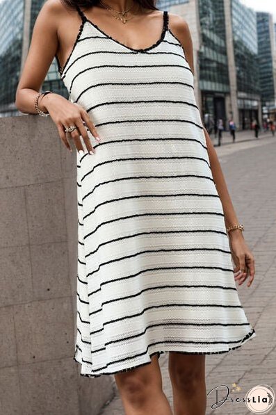 Striped Scoop Neck Mini Dress
