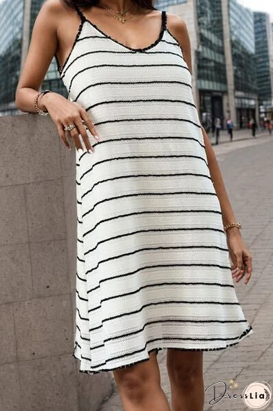 Striped Scoop Neck Mini Dress