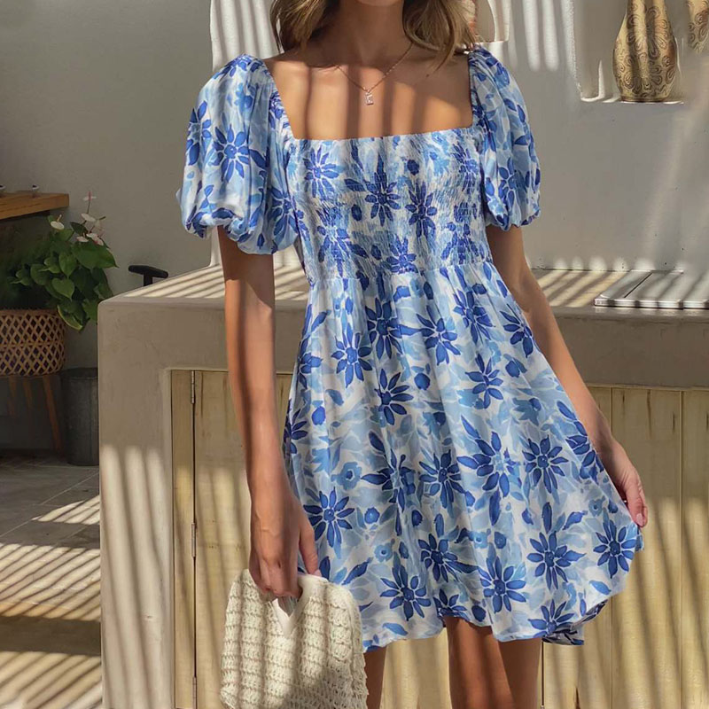 Ladies Holiday Sweet Casual Print Short Dress