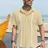 Gioiacombo&trade;  Camicia da uomo a maniche corte color block con revers