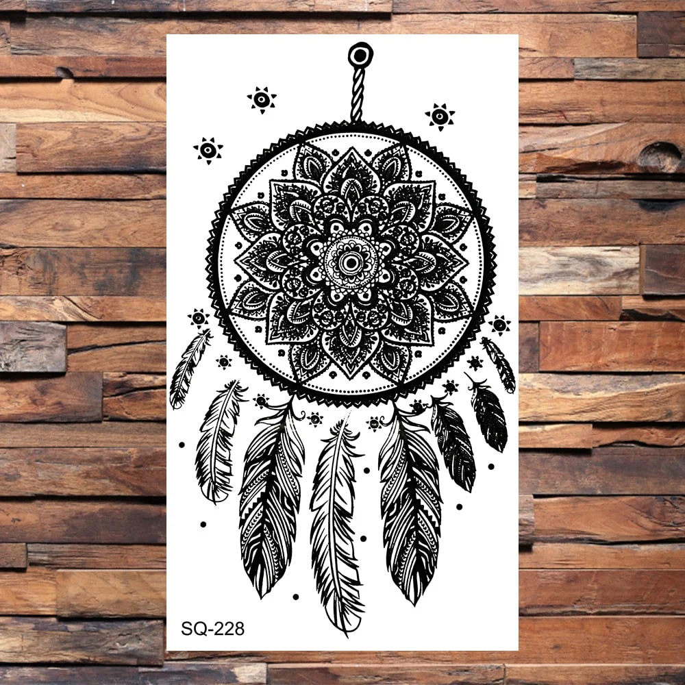 Crown Temporary Tattoos For Women Men Realistic Cross Sword Angel Wings Thorns Fake Tattoo Sticker Body Waterproof Tatoos Black