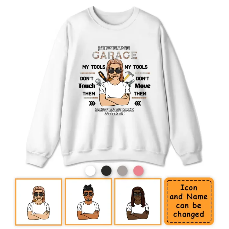 Personalized Crewneck Sweatshirt-Gift For Grandpa Garage