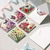 6Pcs Diamond Painting Flowers Butterflies Greeting Card with Envelopes for Beginner Adult Holiday Gifts