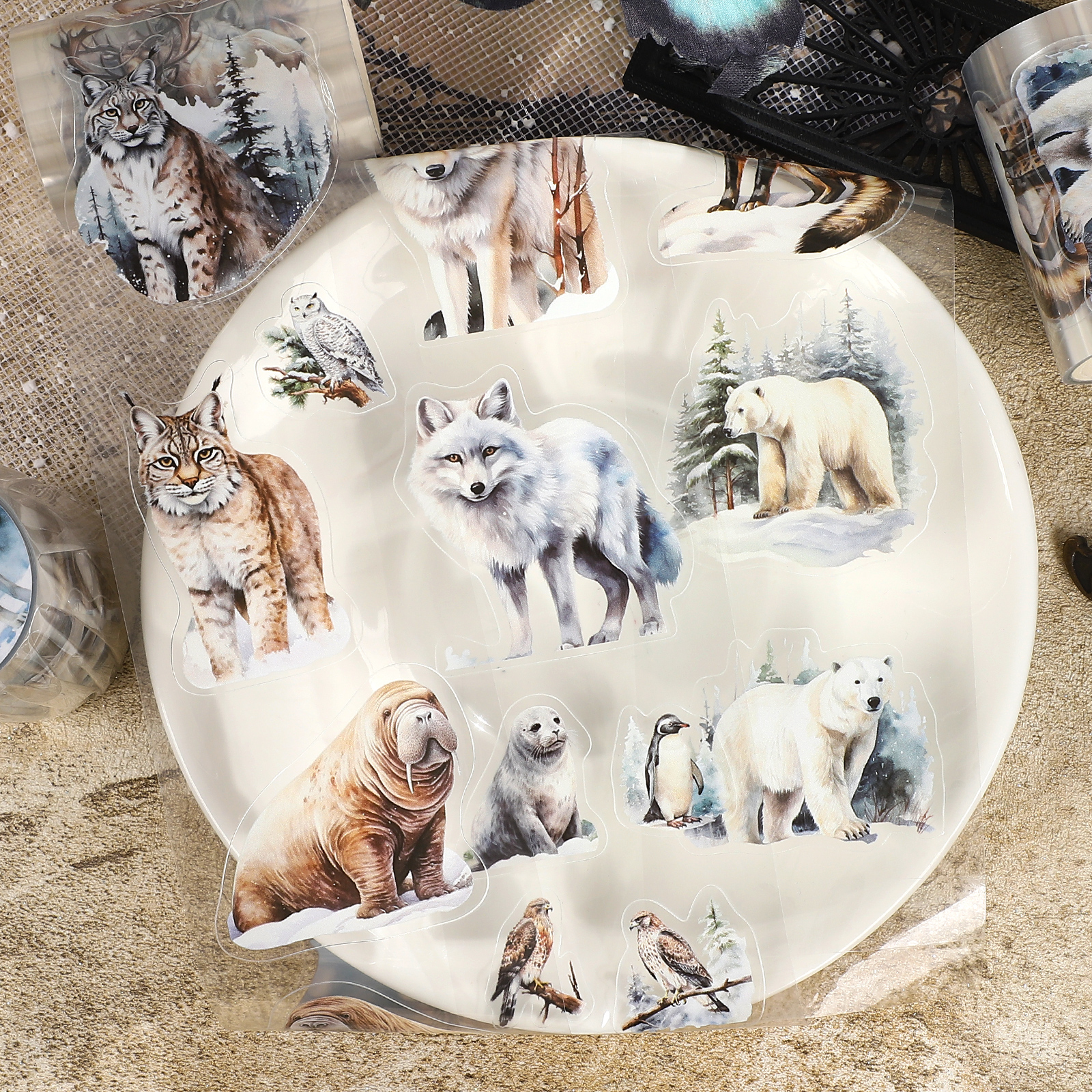 PET 테이프 - 60mm*200cm 빈티지 겨울 동물 무늬