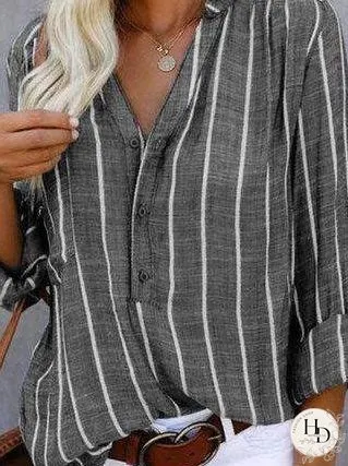 Blouses Simple And Fashionable Printed Stripes Blouses for Women