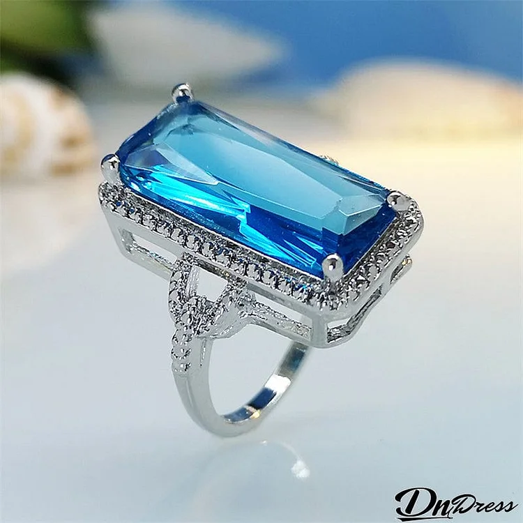 Natural Sky Blue Celebration Silver Rings Jewelry For Women