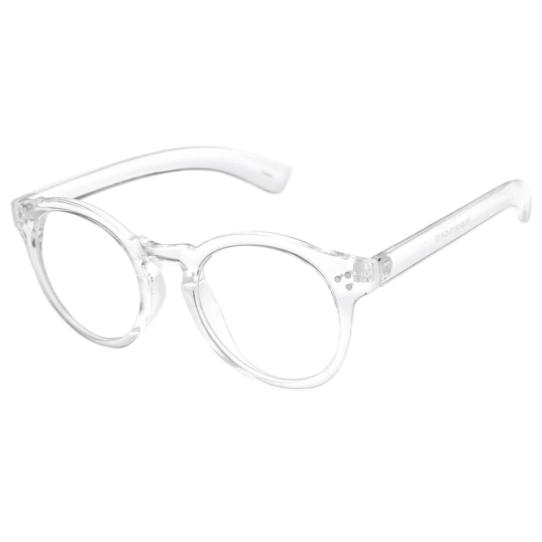 Classic Translucent Wide Temple Round Clear Lens P3 Round Eyeglasses 50mm