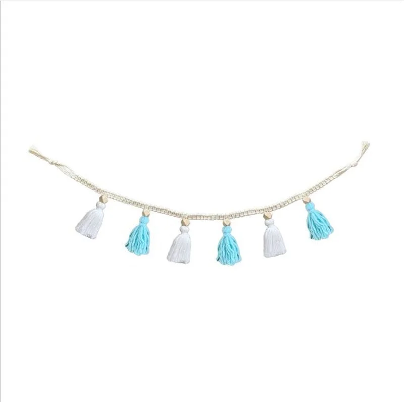 Nordic Bohemian Tassel String Garland Banner Kids Room Decorations Basket Wall Hanging Ornaments Home Decor Nursery Photo Props