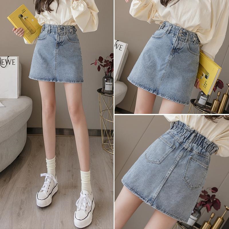 High-Waisted Light Wash Denim Mini Skirt