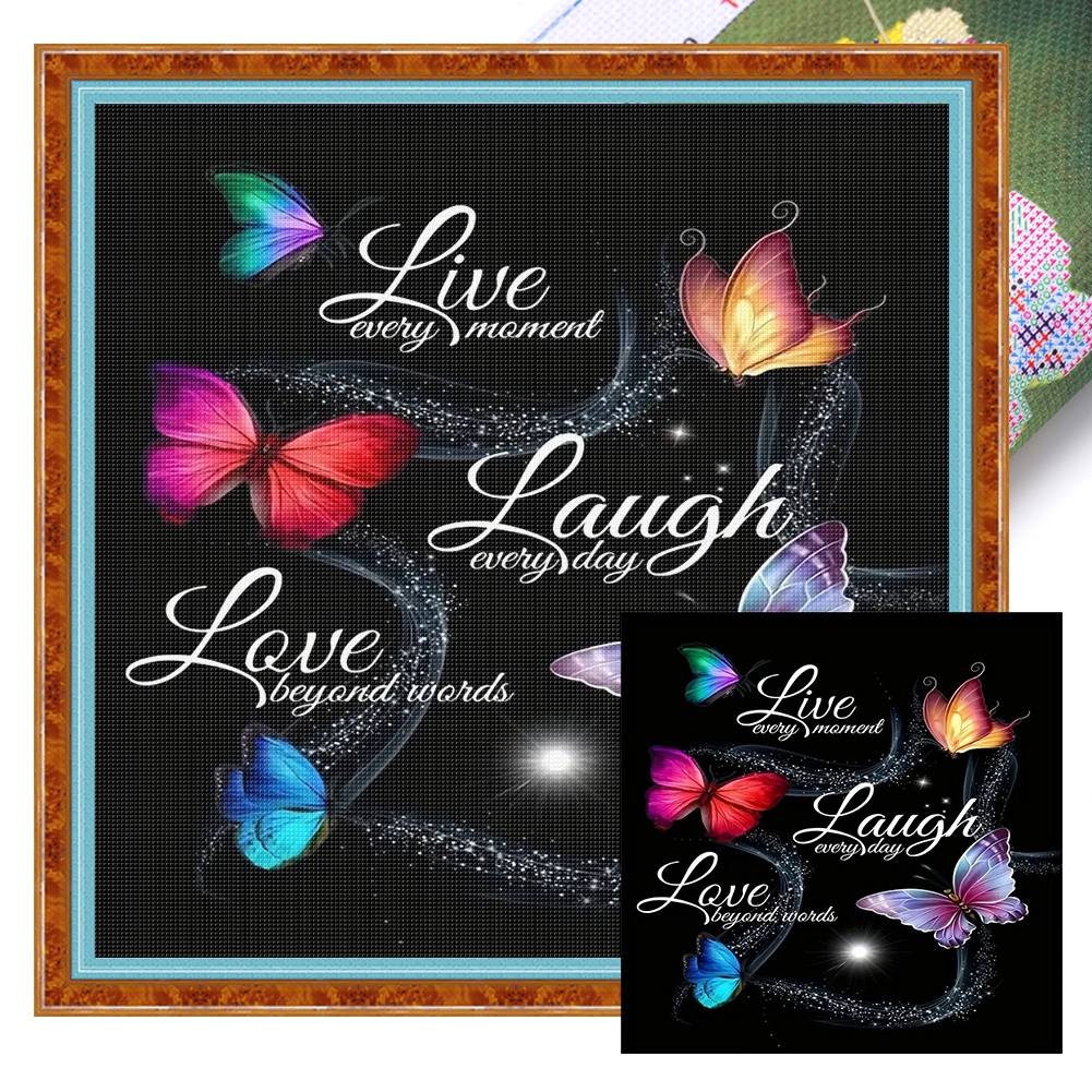 Butterfly Full 11CT Pre-stamped Canvas(40*40cm) Cross Stitch