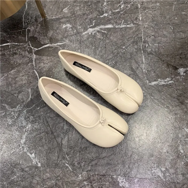 2021 Women's Comfy Flats Split Toe Trotter Shoes Autumn Single Lattice Flat Shoes Lazy Soft Loafers Ladies Moccasi Ninja Shoes