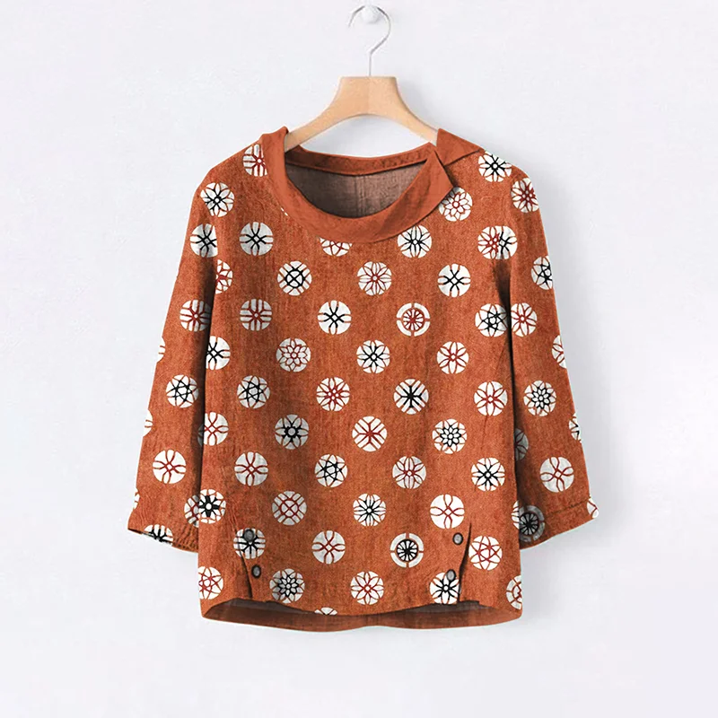 Japanese Art Print Lapel Loose Blouse