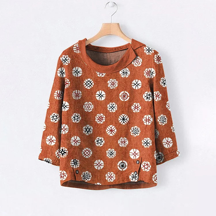 Japanese Art Print Lapel Loose Blouse