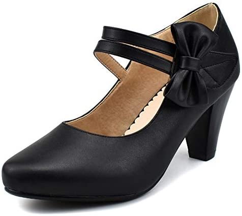Mary Jane Shoes Women Heels and Pumps Ladies Block High Heel Sweet Lolita Ankle Strap Dress Pumps Novameme