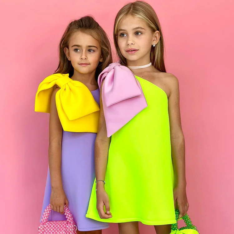 Kid 3D Bow Tie Sleeveless Dress 