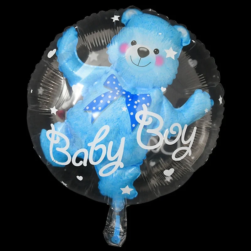 Baby Shower Transparent Baby Boy Girl Bear Bubble Ball Kids 1st Birthday Party Blue Pink Helium Balloon Gender Reveal Decoration