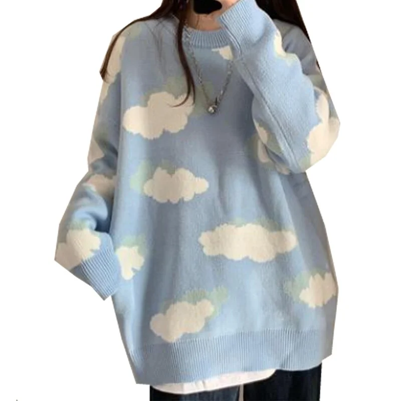 Sweaters Women Pullover Harajuku Lovely Chic Preppy Simple Soft Loose Autumn Spring Knitwear Casual Fashion Korean Girls Teens
