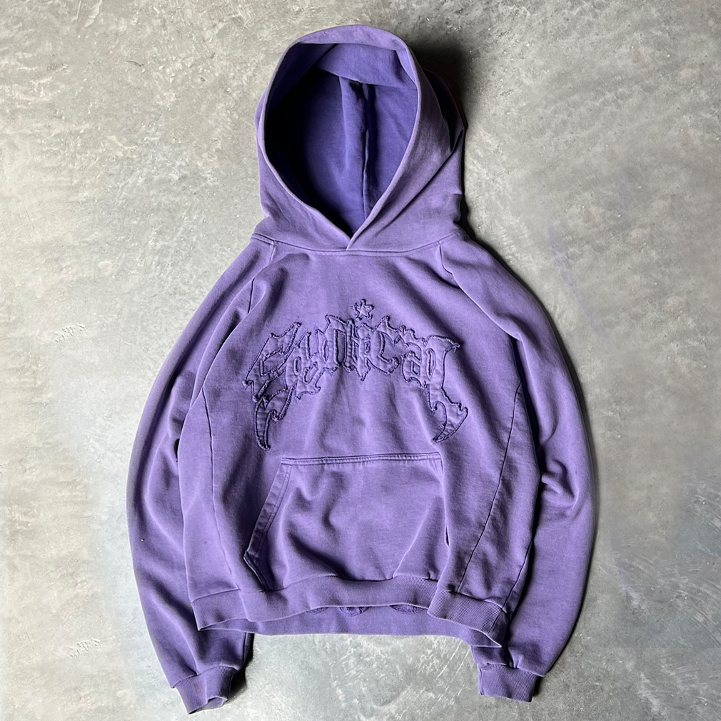Vintage Personalized Patch Solid Color Hoodie