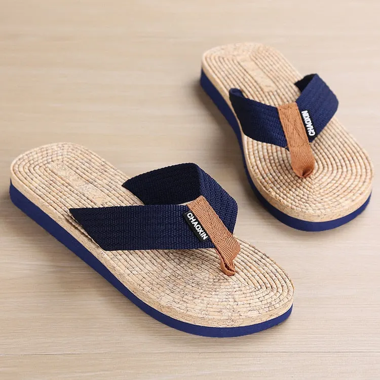Wood Grain Flip-Flops Men's Beach Slippers 2021 New Boys Clip Foot Sandals Non-Slip Personality Flip-Flops Men