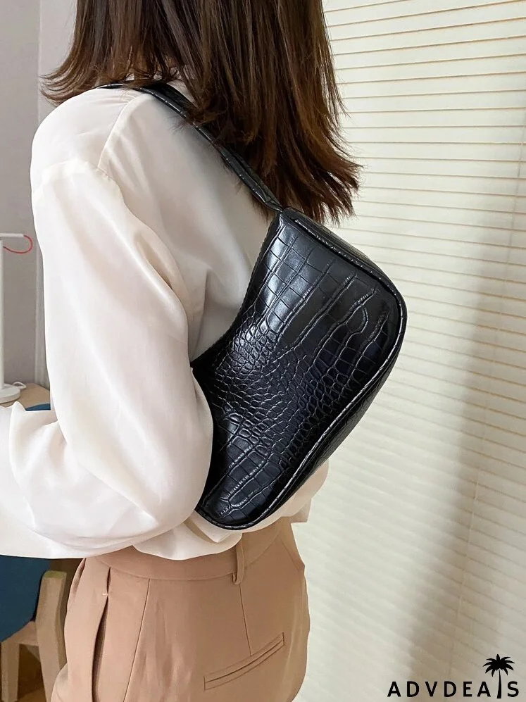 Croc Embossed Baguette Bag