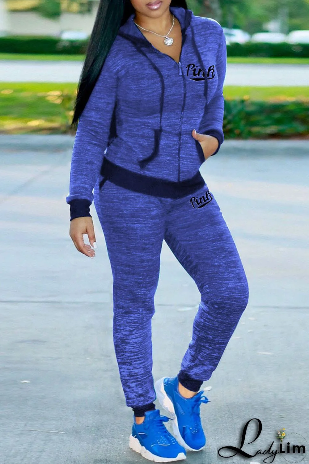 Grey Casual Sportswear Letter Print Patchwork Hooded Collar Long Sleeve Two Pieces