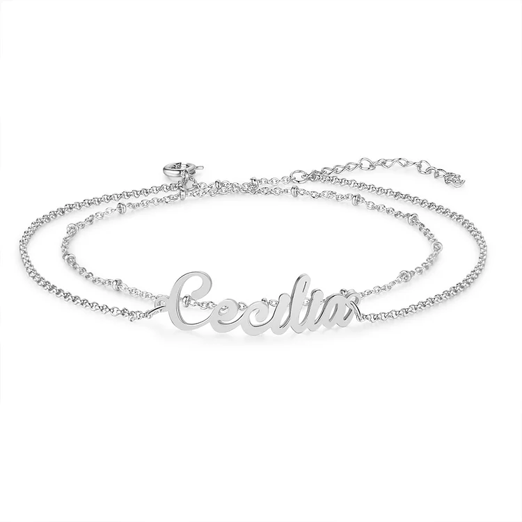 Personalized Name Anklet Custom Double Layers Anklet