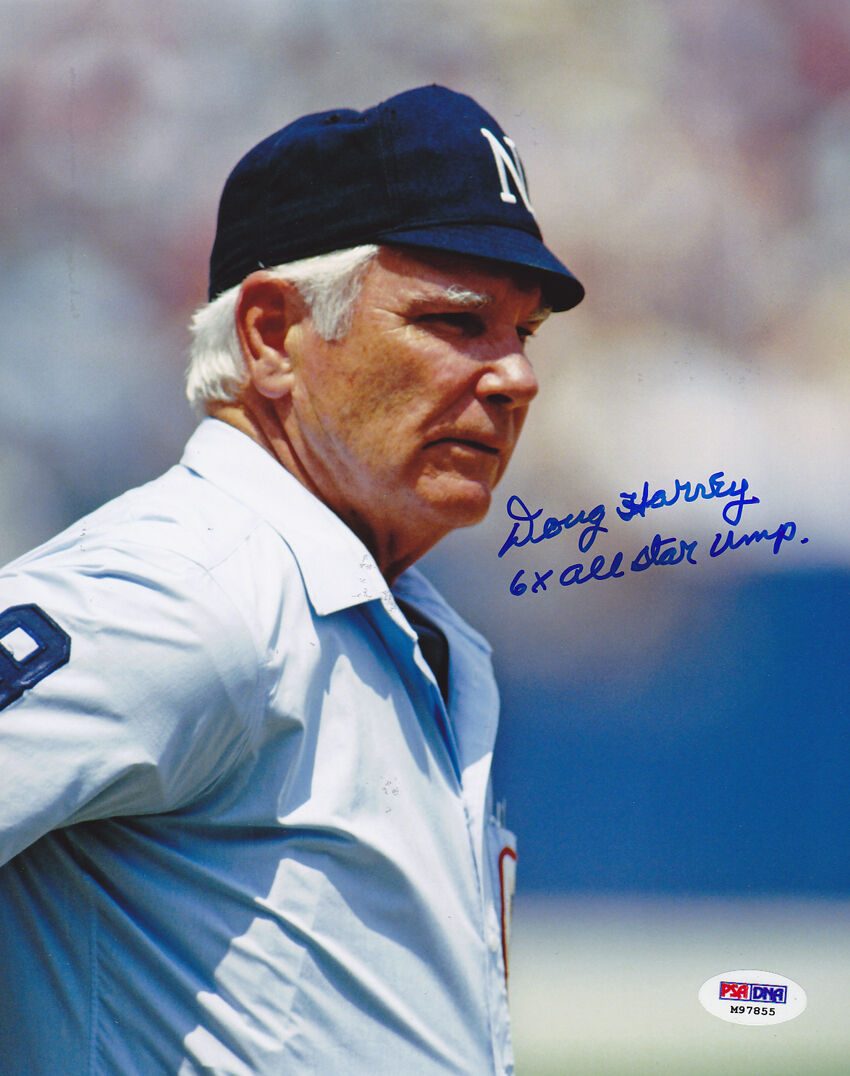 Doug Harvey SIGNED 8x10 Photo Poster painting + 6 x All Star Umpire PSA/DNA AUTOGRAPHED