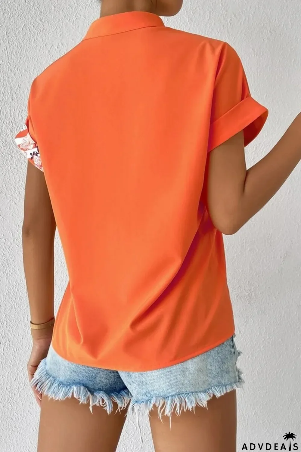 Green Casual Print Patchwork V Neck Tops