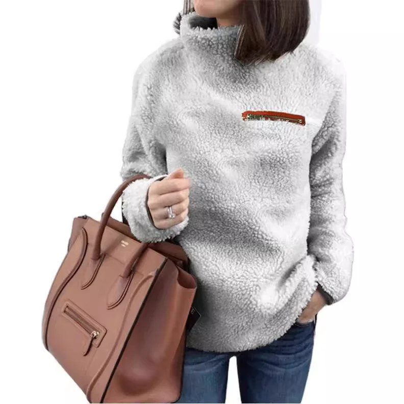 Uveng Uveng Sweater In Autumn 2024 Women's Fashion Zipper High-Neck Bottom Top