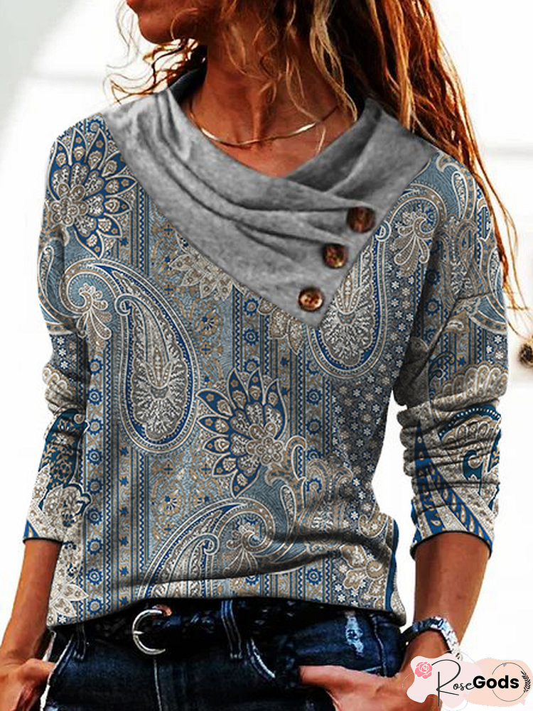 Casual Regular Fit Paisley T-Shirt