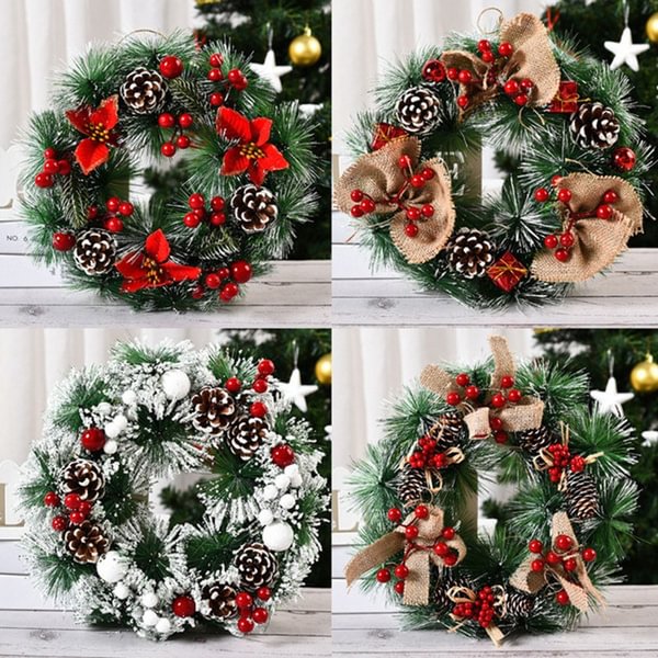 Christmas Decoration Wreath Handmade Simulation Xmas Garland Door Hanging Decor Window Props - Shop Trendy Women's Fashion | TeeYours