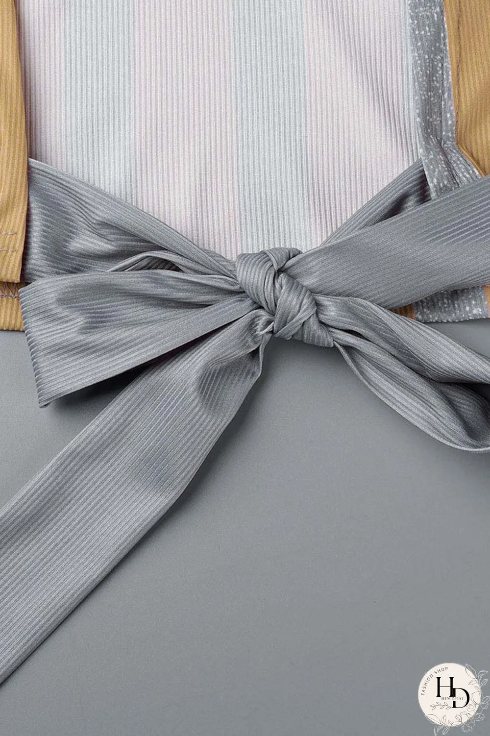 Brownness Sexy Striped Print Bandage Patchwork Backless Turndown Collar Short Sleeve Two Pieces