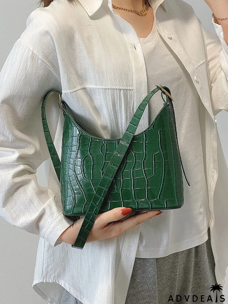 Croc Embossed Shoulder Bag