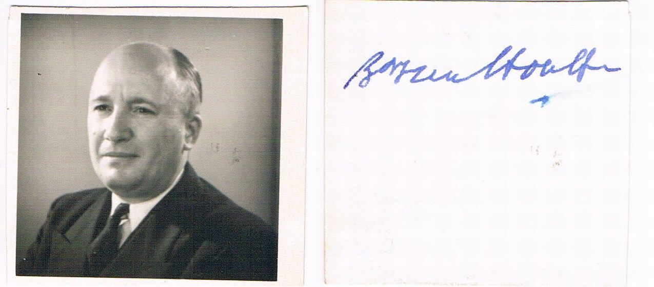 Belgium PM Jean Van Houtte 1907-91 autograph verso signed 2x2