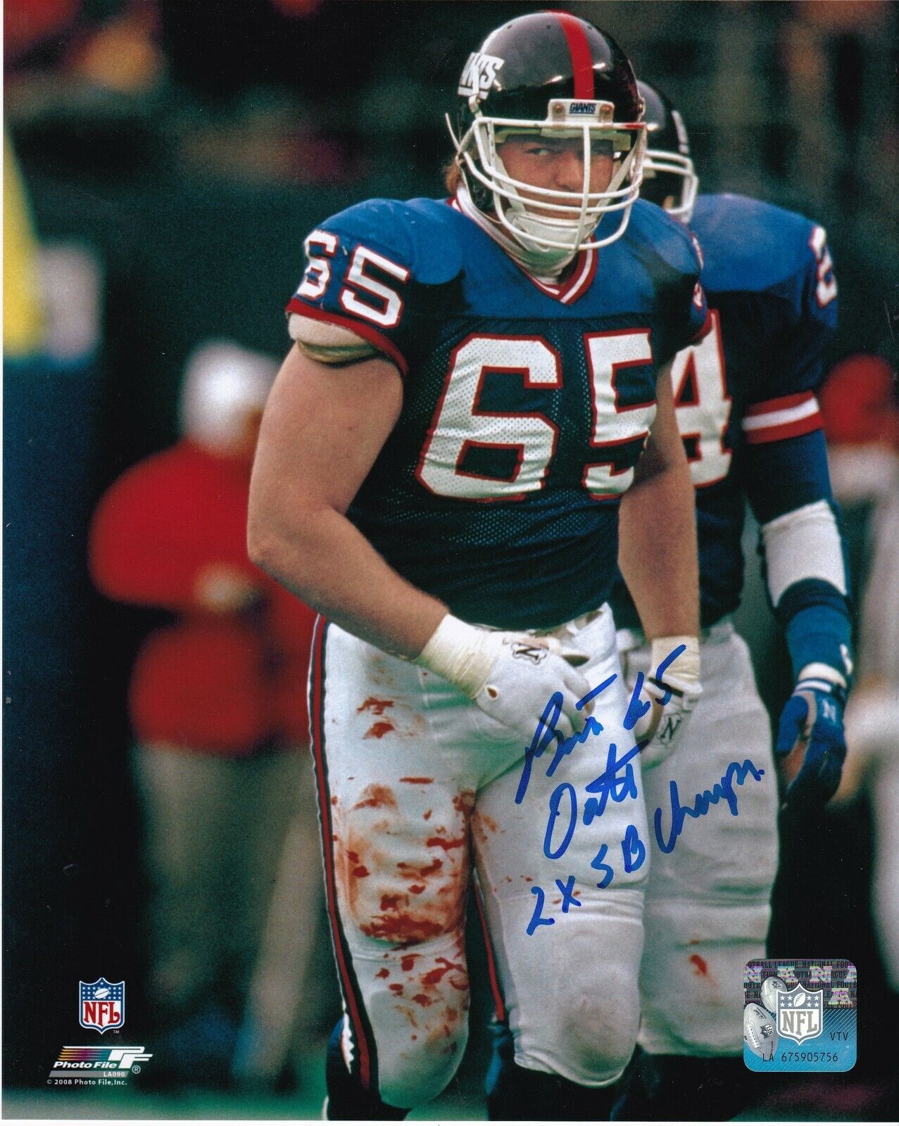 BART OATES NEW YORK GIANTS 86,90 SB CHAMPS ACTION SIGNED 8x10