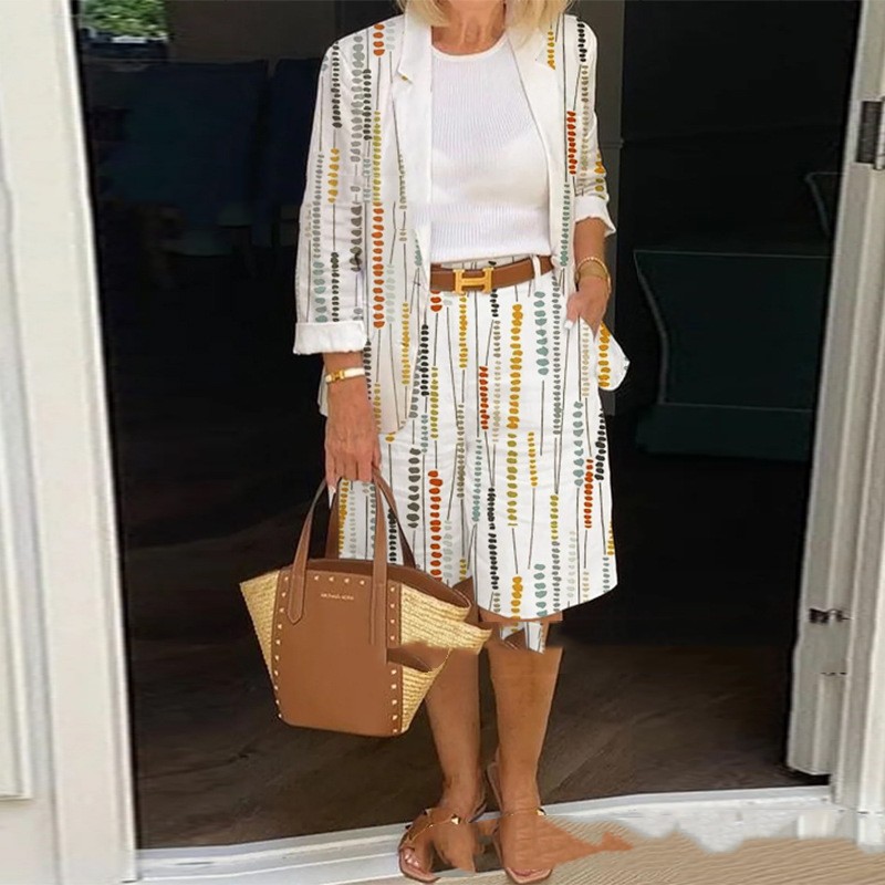 Older Ladies Fashion Two-piece Set Casual Pant Suit