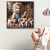 Vie d’animaux de compagnie fille-plein diamant rond peinture-30 * 30cm