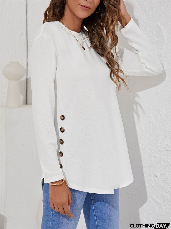 Women's Simple Casual Round Neck Long Sleeve T-shirts