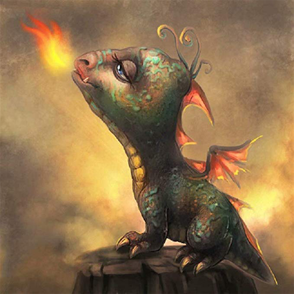 

30*30CM - Crystal Round Drill Diamond Painting - Fire Dragon, 501 Original