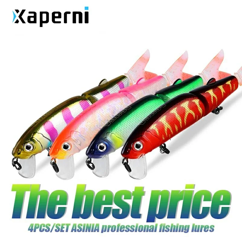 ASINIA Best price 4pcs each set 113mm 14g depth0.9-1.8m fishing lures 10color for choose minnow quality professional soft tail