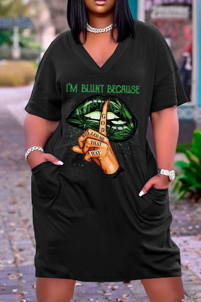 I'M BLUNT BECAUSSE  Print Sexy V-neck Women's Beach Dress