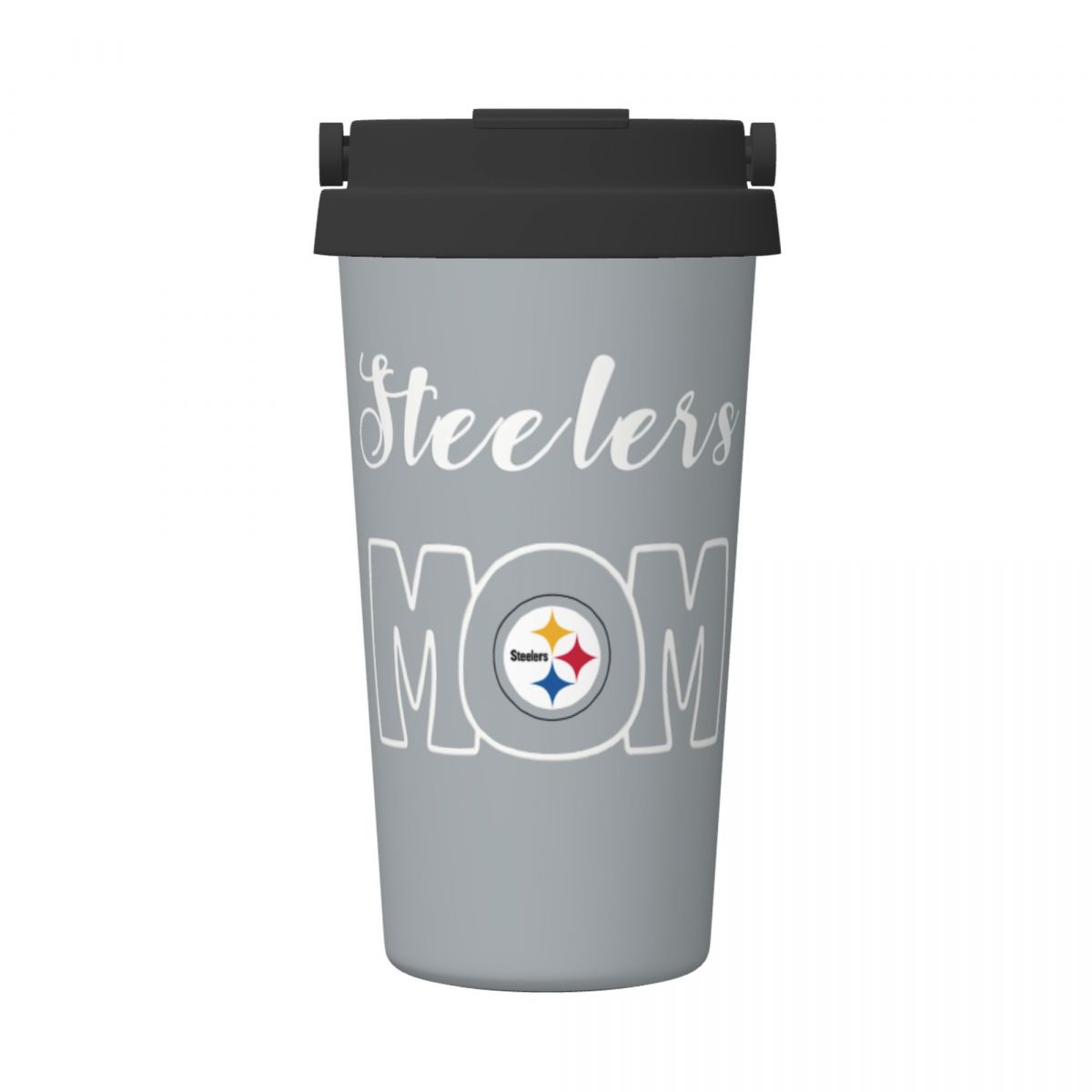 Pittsburgh Steelers Mom Reusable Coffee Cup with Lid and Handle
