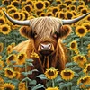(40*40cm)Sunflower Yak - Round AB Drill Diamond Painting