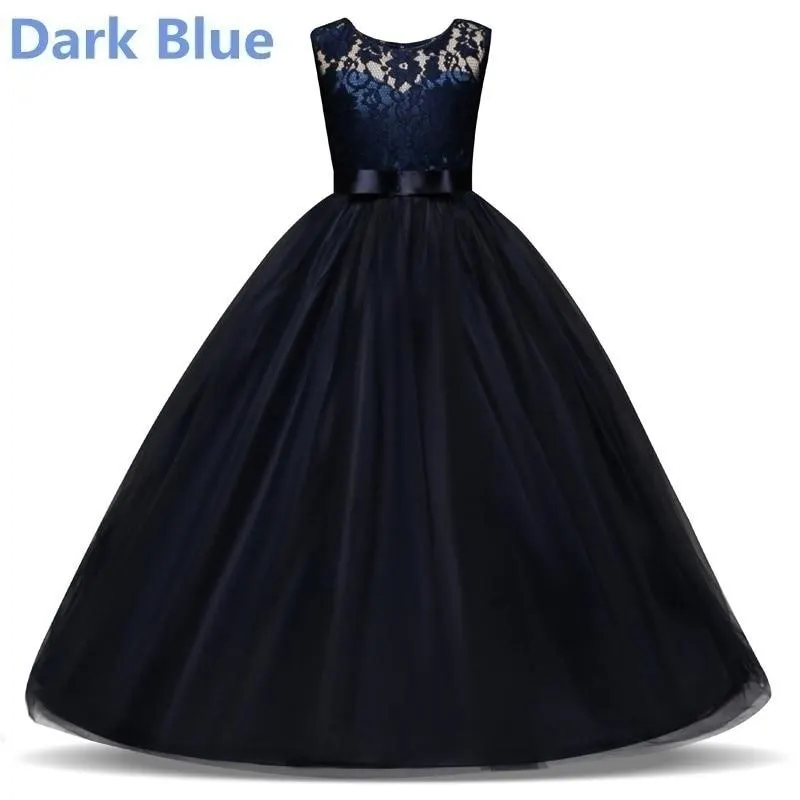 Teenager Girls Princess Dress For Children Wedding Party Bridesmaid Lace Red Dress Kid Birthday Evening Pageant Ball Gown 14Year