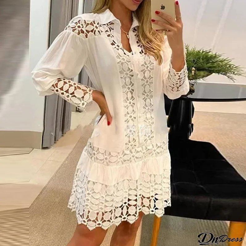 Women's Cutout Elegant Casual Shirt Dress + Strap Dress