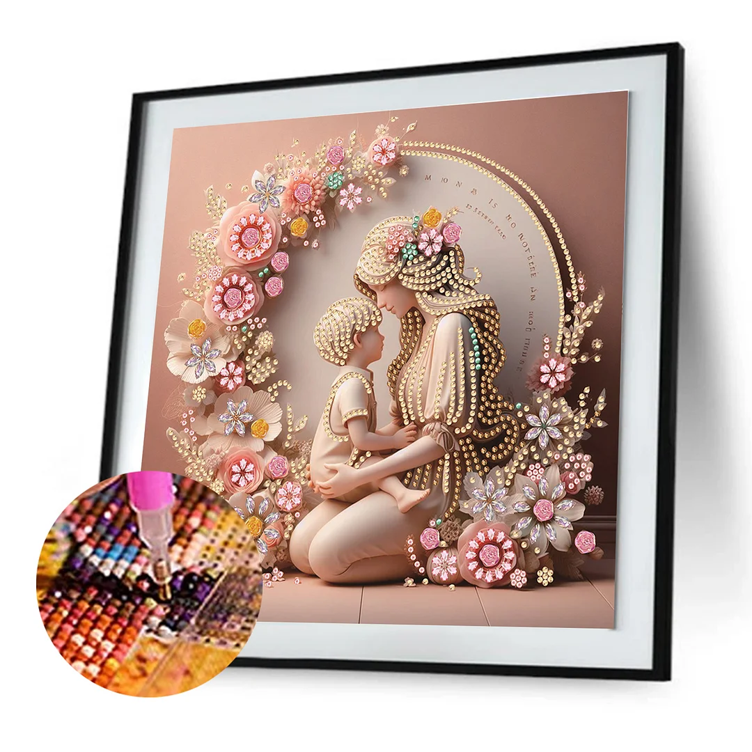 Diamond Painting - Partial Special Shaped Drill - Mother Son Warmth(Canvas|30x30cm)